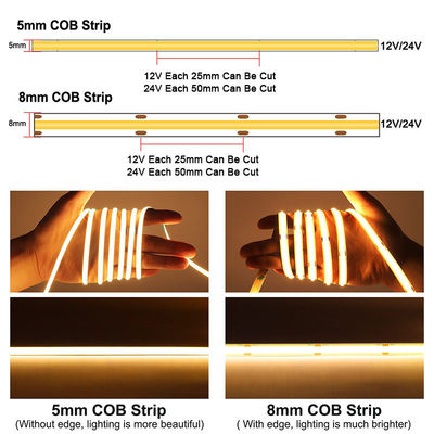 Customization COB Led Strip Light IP20 8mm 12V24V 320leds Pink for Indoor and Outdoor