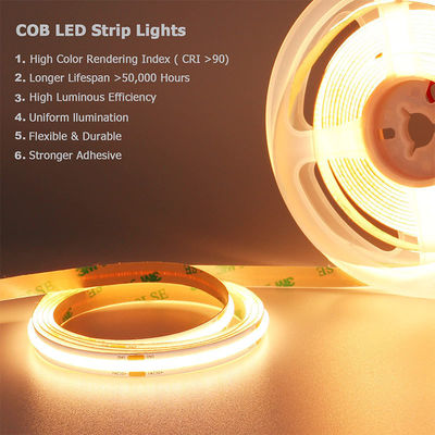 3- High Brightness COB Led Strip Light 480leds 8mm10mm 3000K4000K6500K Warm Natural White