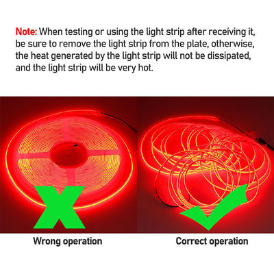 COB Led Strip Light IP20 8mm 12V24V 480leds Red for Indoor and Outdoor decoration