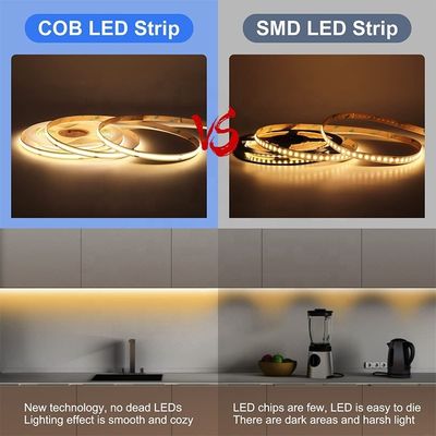 Waterproof COB Led Strip Light IP20/IP65 8mm 12V24V 320Leds 2700K One Centimeter Cut 3-