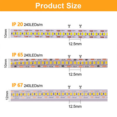 Waterproof SMD2835 LED Strip Lights 240leds 8mm 24v 12v 3000K 4000K 6500K IP67 IP65 IP20