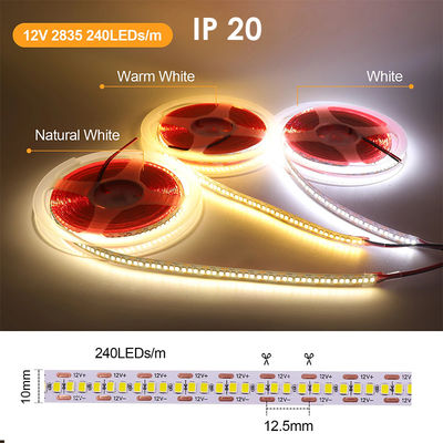 Waterproof SMD2835 LED Strip Lights 240leds 8mm 24v 12v 3000K 4000K 6500K IP67 IP65 IP20