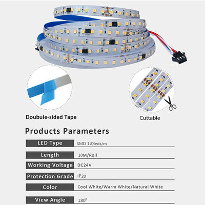 12v24v 8mm 120leds 4000K Natural Electroplate SMD2835 led strip light with Dimmer
