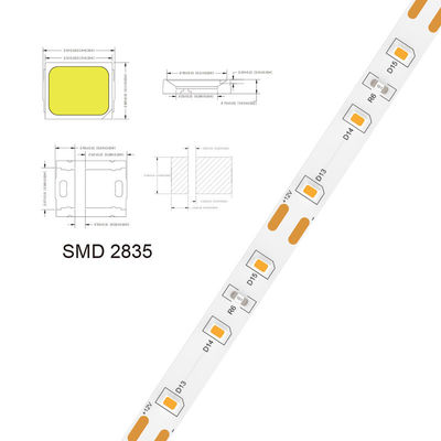 5V 8mm 320LEDs 4000K IP65 1cm One Cut Waterproof Electroplate COB Flexible LED Strip Light