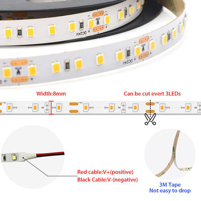 12v24v 8mm 6500K White 120leds Electroplate SMD2835 Led Strip Light with CRI Ra 90