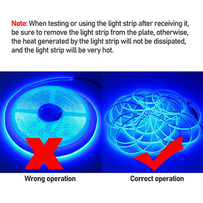 CE LVD EMC ROHS FCC REACH ERP2.0 Certified Ice Blue COB Led Strip Light with 8mm Width