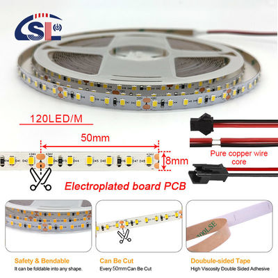 Residential LED Light Strip DC12V 24V SMD2835 Electroplate PCB 120Ds 8mm Ra 80 3000K