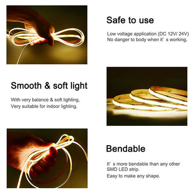 100lm/w High Brightness IP20 8mm 480Leds COB Led Strip Light for Kitchen Living Room