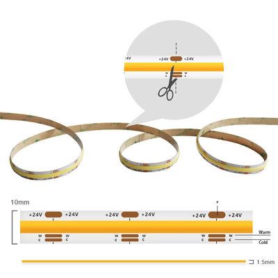DC12V24V 8mm10mm 576leds 3000K 6500K CCT COB Led Strip Light for TV Backlight Cabinet