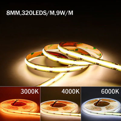 Waterproof Customization DC12V24V 8mm10mm Width 3000K 6500K CCT COB LED Strip Light
