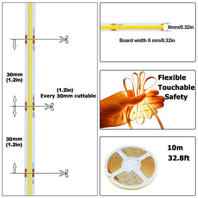 4000K COB Flexible LED Strip 480Leds 8mm10mm Width for Cabinet Bedroom Kitchen Lighting