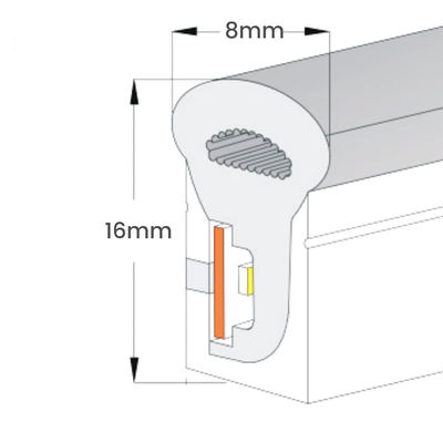 Silicone Covered Warm White LED Neon Flex 24V DC Wireless 8x16mm 120LEDs/m IP65 Waterproof