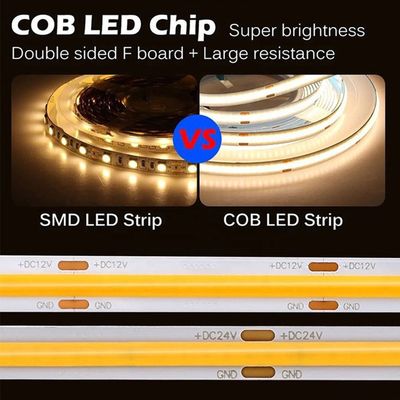 3000K Ra90 High Density Flexible COB LED Strip Light 12V24V 320leds 8mm Width Purple