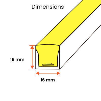 4100K 48V 16x16mm Flat Shape Vertical Bending IP65 Waterproof LED Neon Flex 3000K