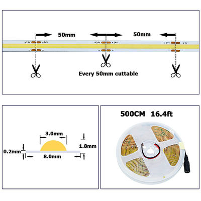 8mm10mm width DC12V24V 3000K4000K6500K flexible COB Led Strip Light with Material