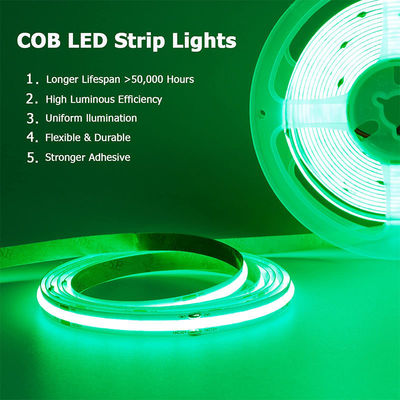 DC12V24V 480LEDs Ra90 8mm10mm Width Green Flexible COB LED Strip Light for Lighting