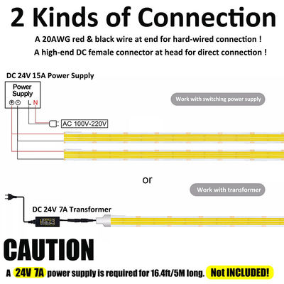 High Density 8mm10mm 320leds 6500K White COB Led Strip Light for Indoor Decoration