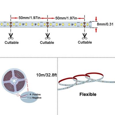 110V220V 8mm 120leds 3000K4000K6500K Warm White Natural White Electroplate SMD2835 Led Strip Light