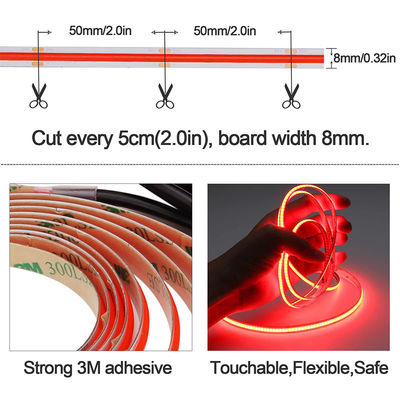 12V Dimmable Red COB LED Strip Light for Indoor and Outdoor Decoration 8mm 320 LEDs