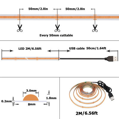 12v24v Wifi Control Mode 8mm 320leds Purple High Brightness COB Led Strip Light 0.06kg