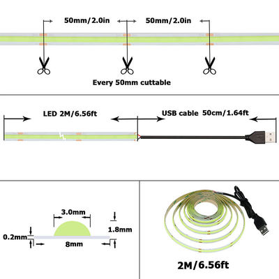 Green COB Led Strip Light 8mm 320leds 12v24v for Outdoor and Indoor Long Lifetime