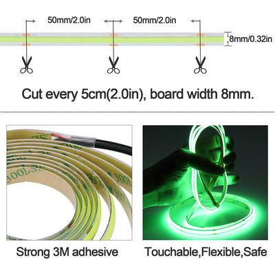 Green COB Led Strip Light 8mm 320leds 12v24v for Outdoor and Indoor Long Lifetime