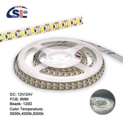 2200 lm High Brightness 2835 120led/m LED Strip 8mm Width 12V 24V Single Cut Light Strip