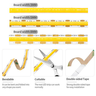 High Brightness DC12V24V 8mm10mm 480Leds 3000K Warm COB Led Strip Light NO-Waterproof