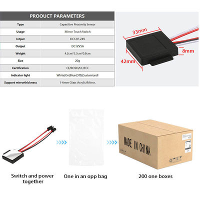 12V 24V 3A LED Mirror Touch Sensor Switch for 1-6mm Mercury Mirror Single Three Color