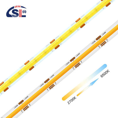 12V24V CCT Flexible Dual Color COB SMD2835 LED Strip Light 608leds 8mm 10mm 3000K-6500K