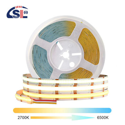 12v24v 8mm 608leds 3000K 4000K 6500K CCT Electroplate Dual Color COB Led Strip Light