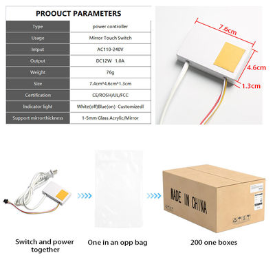 12V 1A 12W Bathroom Smart Mirrors One Color Touch Sensor Switch with Easy Installation
