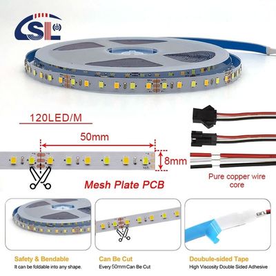 120leds CCT Led Strip Light 2700k-6500k 5/10M/Roll 12/24V DC Input Voltage DC 24V