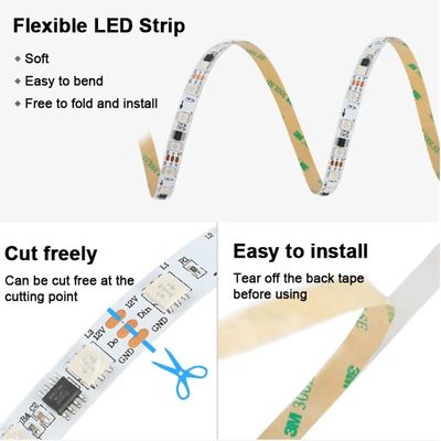 12V WS2811 60Leds Magic Digital Multi Color 5050 Addressable RGB LED Strip Pixel Warm White IP20 Decor Controller