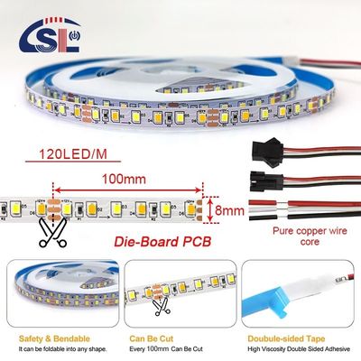 4000K CCT 8mm Width LED Flexible Strip Light 12V 120leds/m for Home Lighting Solution