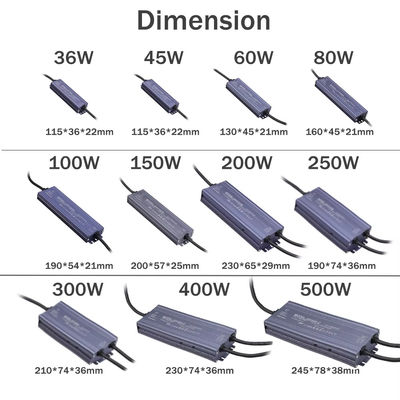 24V Input Voltage LED Light Transformer IP67 Waterproof for Outdoor 60W 200W 400W 500W