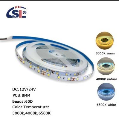 DC12V SMD2835 60D 8mm 1100-1200LM 12000K Ra70 Die-Cutting Board LED Light Strips for Smart Mirrors