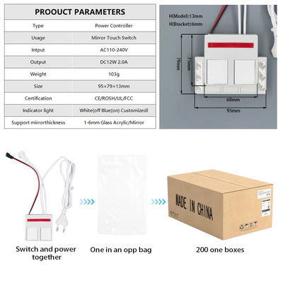 12V LED Light Source Integrated Bathroom Mirror Switch 1N1NC Combination 1A Max Current