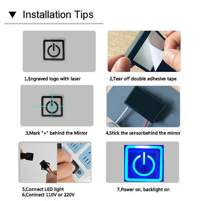 Integrated Mirror Touch Dimmer Switch 2 Gang Time Temperature Display Defogger Inductive Switches 12V 5A 60W