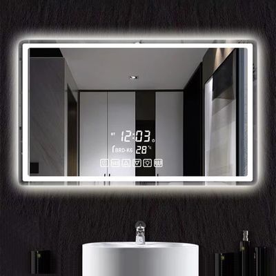 Modern Smart Mirror with High Brightness LED Strip Lights Illuminated and Defogging