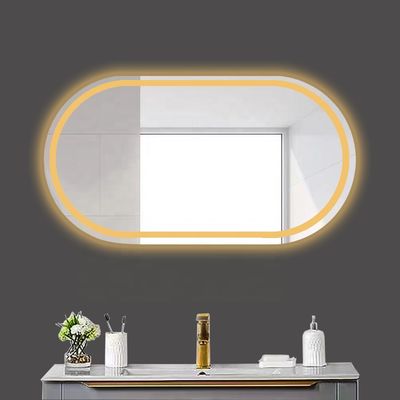 Smart LED Bathroom Vanity Mirror with Oval Bath Toilet and Luminous Lights in Silver