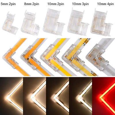 90 Degree L Shape Crystal Buckle for COB LED Strip Connector Seamless 2/3pin 5/8/10mm