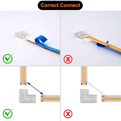 90 Degree L Shape Crystal Buckle for COB LED Strip Connector Seamless 2/3pin 5/8/10mm