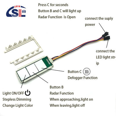 Customizable 12V/24V 5A 60W/120W Rader PIR Motion Sensor Light Switch LED Light Source 1NO/1NC Switch Combination Bathroom