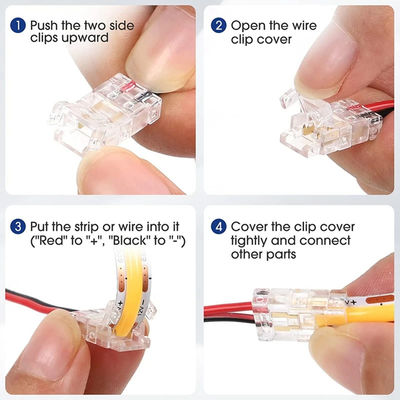 Hotel COB Mini Led Light Strip Wire Connectors 2 3 Pin Connection Solderless CCT 5 8 10mm LED Strip To Strip Wire Connector