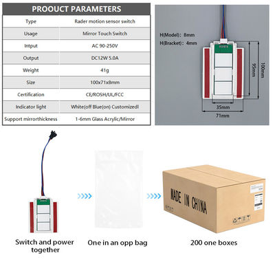 Customizable 12V/24V 5A 60W/120W Rader PIR Motion Sensor Light Switch LED Light Source 1NO/1NC Switch Combination Bathroom