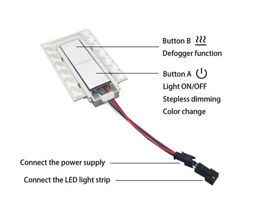 Double Key Dimmer Defogger Touch Switch Sensor For Lighted Bathroom Mirror 12v 5A 60W Three Colors LED Smart