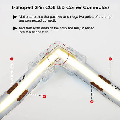 5mm 8mm 10mm LED Strip Connector L Shape Dual End Single End Transparent Reusable IP20