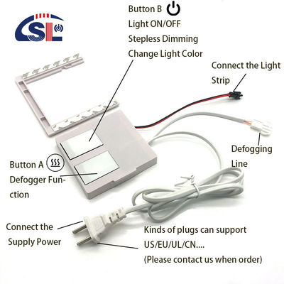 24W Smart LED Dual Touch Dimming Sensor With Built-In Power Supply for Single/Three Color Control and Defogging