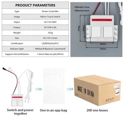 24W Smart LED Dual Touch Dimming Sensor With Built-In Power Supply for Single/Three Color Control and Defogging
